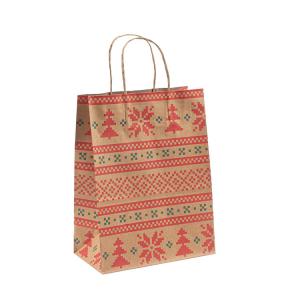 China Christmas Pattern Recyclable Handle Paper Bag Durable Gift Packaging Craft Bags with Handle on sale