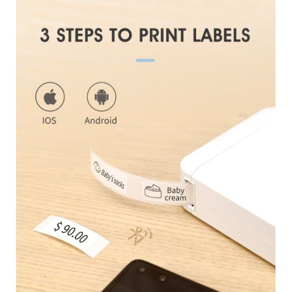 15mm Barcode Label Making Machine Printer 60mm/s Mini Thermal Sticker Printer