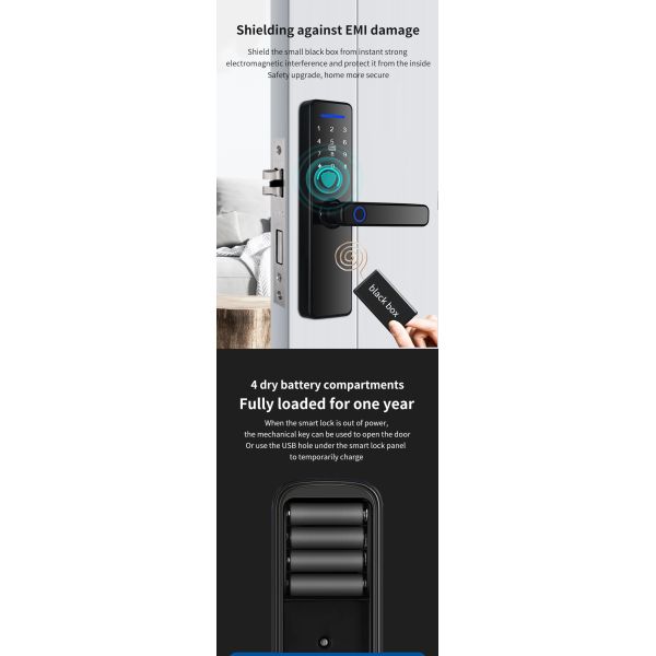 Qleung S811 High Quality Smart Digital Fingerprint Door Lock Tuya Wifi TTlock Remote Control Smart Home Door Lock