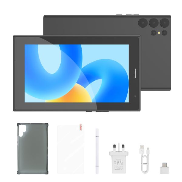 C idea 7 inch Wifi Tablet with Case 8+256GB Storage Quad Core Processor 600x1024 IPS Touchscreen CM524 black