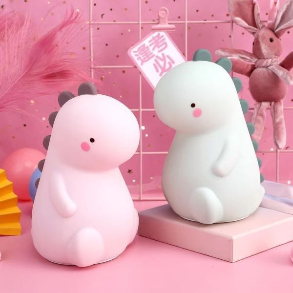 16 Color Changing Silicone Dinosaur Night Light Animal Silicone Night Lamp USB Rechargeable Touch Control Besides Lamp