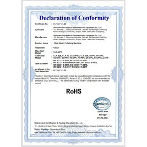 Shenzhen Chuanglixun Optoelectronic Equipment Co., Ltd. Certifications