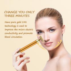 China Face Lift DC 1.5V 6000VPM 24K Gold Bar Face Massager for sale