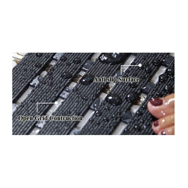 Open Grid Drainage Non Slip PVC Flooring Rolls 8mm For Swimming Pools