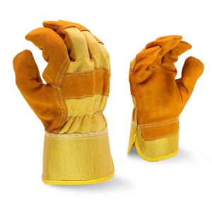China Yellow 35cm 40cm Leather Palm Work Gloves Impact Resistant Thornproof on sale