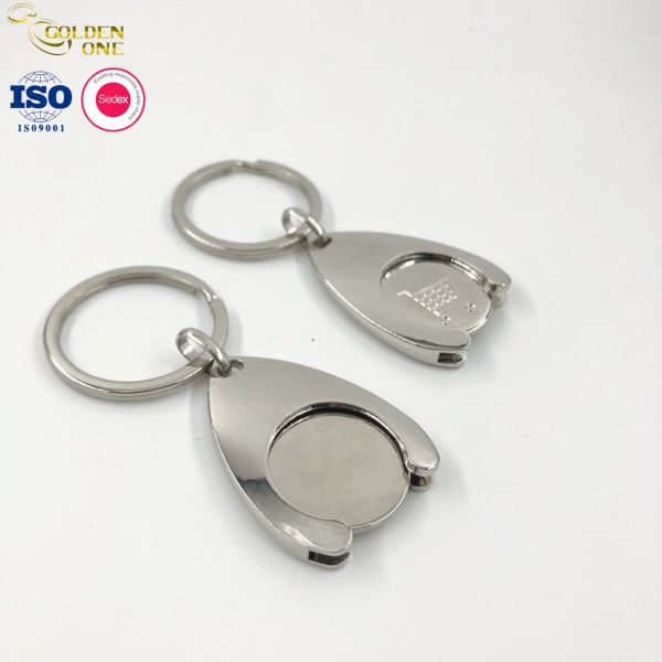 Customized Trolley Coin Keychain Holder Personalized Printing Round Domed Sticker
