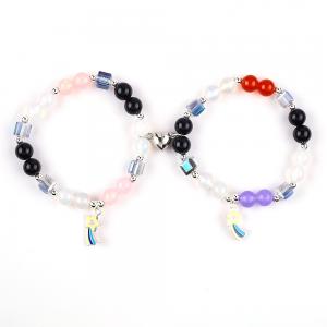 Buy cheap 8MM Multi-Color Natural Crystal Friendship Jewelry Distance Bracelet Hearts Magnets Bracelet For Gift product