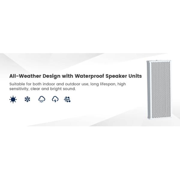 60W Outdoor Column Speaker IP44 Upright Speaker Aluminium Shell