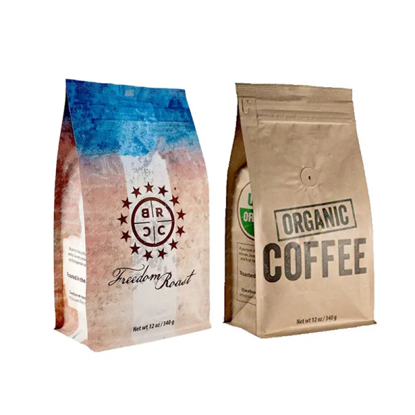 Salad Custom Order Biodegradable Coffee Bean Package Bag Coffee Pouch Flat Bottom Coffee Packaging Kraft Paper Zipper