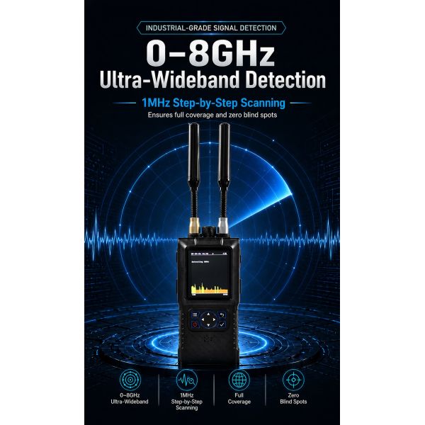 Portable Handheld Drone Detector 0-8GHz | Long Range Safety Signal Detector LDK-DW01