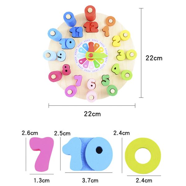 Geometry Clock Wooden Puzzle Numbers Montessori Counting Toy