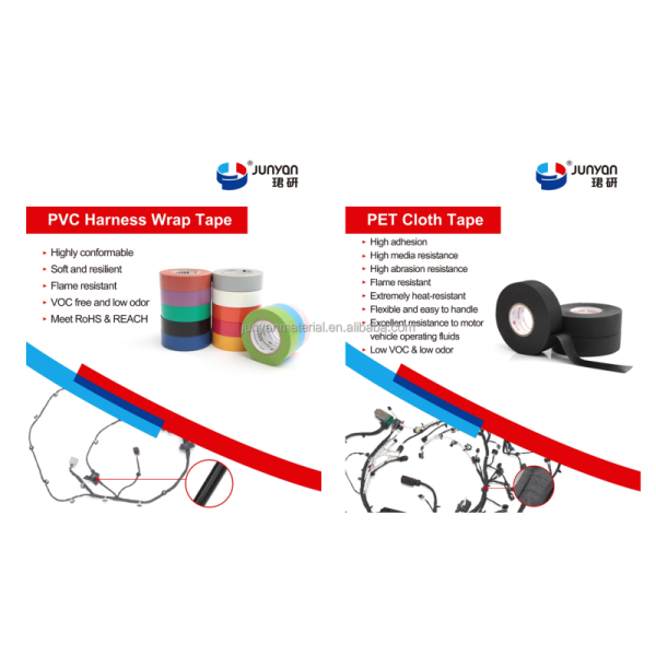 JUNYAN PET Fleece Tape Model 4200 Flame Retardant Noise Dampening for Vehicles Industrial Use Elevated Temperature Low VOC Odor