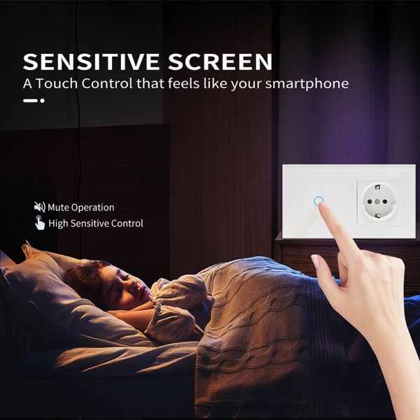 157*86mm European Standard Touch Light Switch with Tempered Glass Panel and Single Live Wire Control
