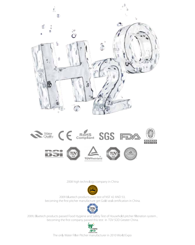 Healthy 9.5 PH value Water Filter jar with chlorine and heavy metal removing