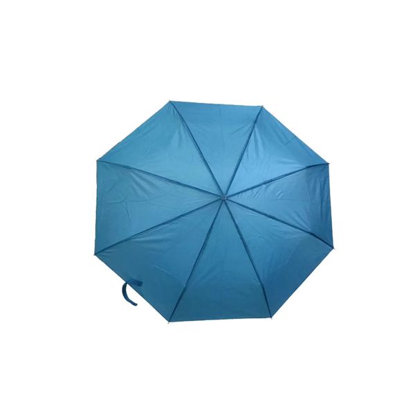 Blue Foldable Umbrella Metal Frame Super Light J Handle Manual Close Open
