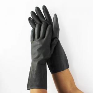 China Black Neoprene Chemical Resistant Gloves 13 Inches Alcohol Resistant on sale