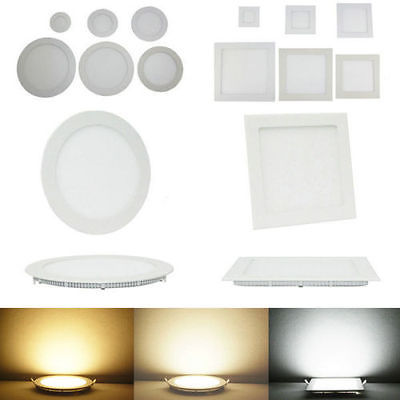 Flat LED Panel Light Lamp, Dimmable Round Ultrathin LED Recessed Downlight, Panel Ceiling Lighting with LED Driver