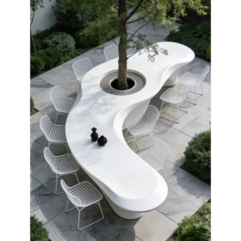 Contemporary Tree Integrated Bench System Space Saving Seating For Public Commercial Projects