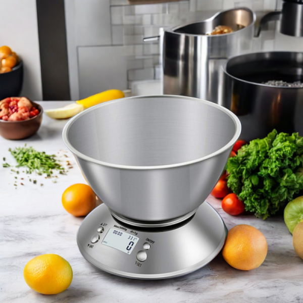 Detachable Bowl Digital Stainless Steel Kitchen Food Scales Powered by 2*AAA Batteries for Household and Hotel Weighing