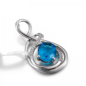Buy cheap 2.05g 925 Silver Gemstone Pendant Necklace Charms Oval Blue Sapphire product