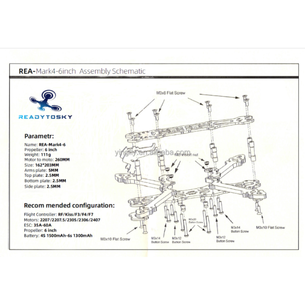 Mark4 Mark 4 5inch 225mm/ 6inch 260mm / 7inch 295mm W/ 5mm Arm FPV Racing Drone Quadcopter Freestyle Frame for Rooster 230mm