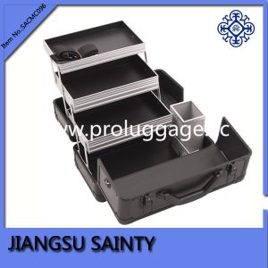 Rectangle solid black ABS cosmetic train case