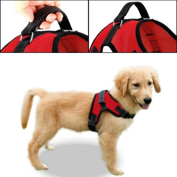 Reflective Nylon Dog Harness , Adjustable Dog Harness Pet Vest With Soft Handle