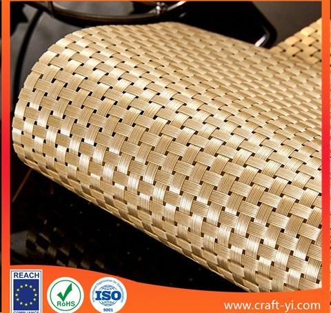 Quality golden color 4X4 weave style Textilene mesh fabrics high strong  tension for sale