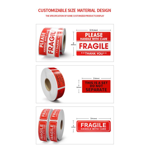 Custom Private Fragile Warning Sticker for Watch Shipping HANDLE Custom Printed