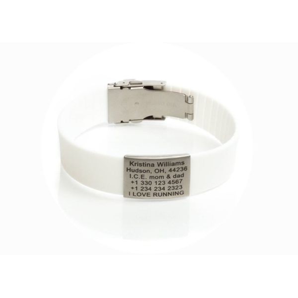 Metal Clip Silicone Medical ID Bracelets Adjustable Size With QR Code
