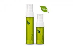 Buy cheap Green 30ml Airless Cosmetic Bottles Round For Skin Care , Pump Dispenser Bottle product