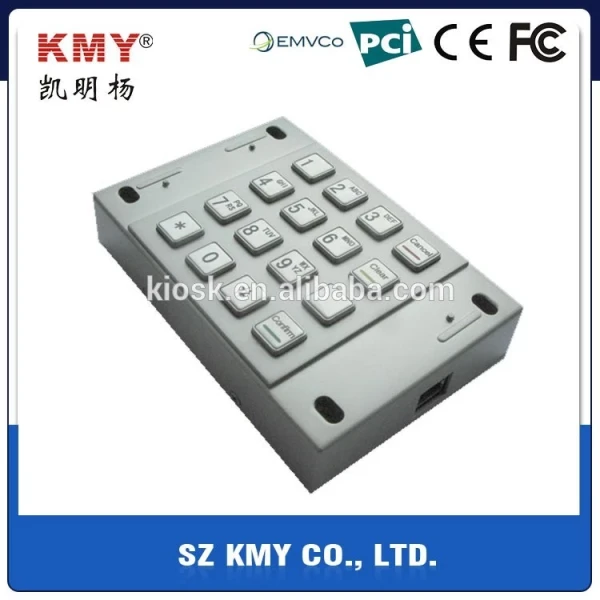 RoHS Stainless Steel Cash Machine Pin Pad 16 Keycaps ATM Pin Keypad