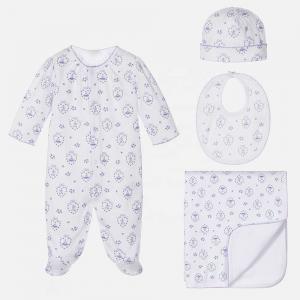 Buy cheap Newborn gift set organic cotton infant toddler rompers / hat / bib / blanket 4pcs baby clothing sets for 0-24m product