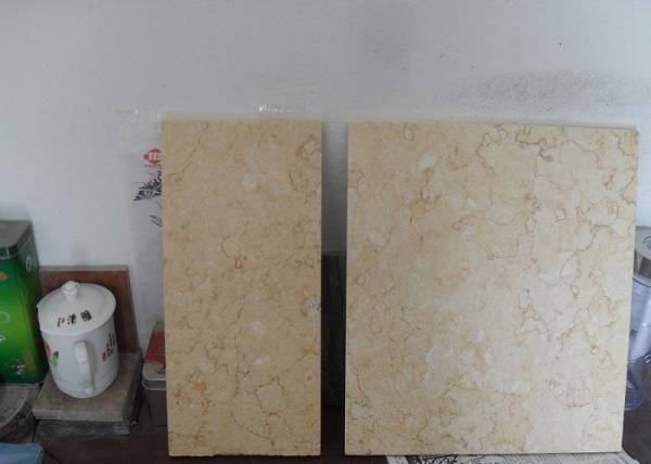 Quality Light Yellow Natural Marble Tile Gold Beige 10mm / 12mm Thickness for sale