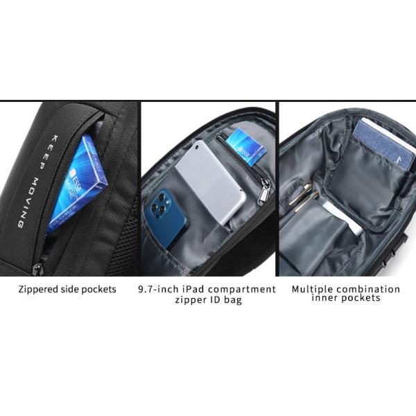 Wholesale new custom logo waterproof large capacity Single Shoulder Messenger Bag USB charging men chest bag