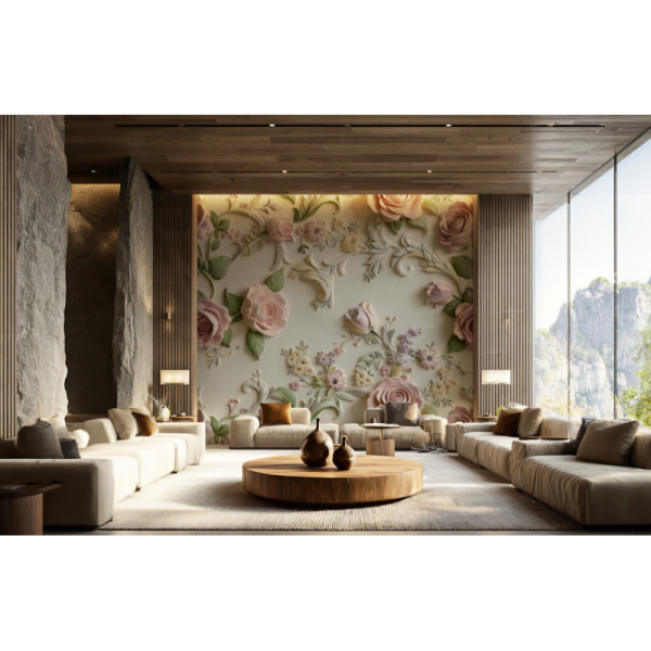 3D Relief PVC Feature Wall Panel Customizable Realistic Patterns