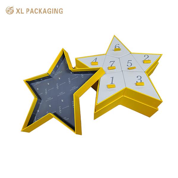 XL Packaging Custom Packaging Box Factory Star Shape 7 Day Paper Advent Calendar Packaging Box For Cookie Candy Biscuits