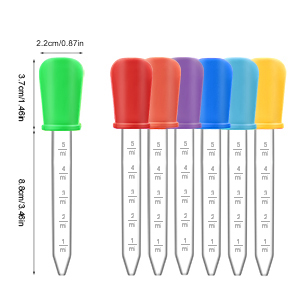 Pipettes Droppers Silicone 5ml Clear Medicine Eye Dropper For Kids With Bulb Tip & Brush For Candy Mold, Gummy