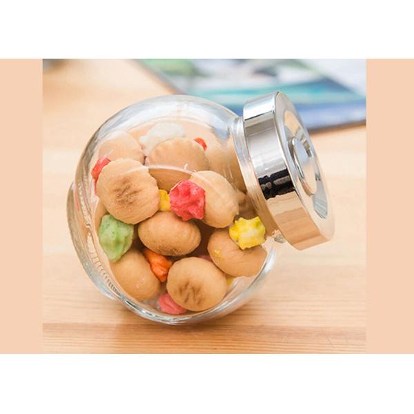 Clear Flat Drum Shape Empty Glass Jars Food Storage For Candy / Spices