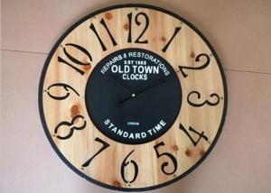 China Handmade Classical Retro 12H Round Wooden Clocks on sale