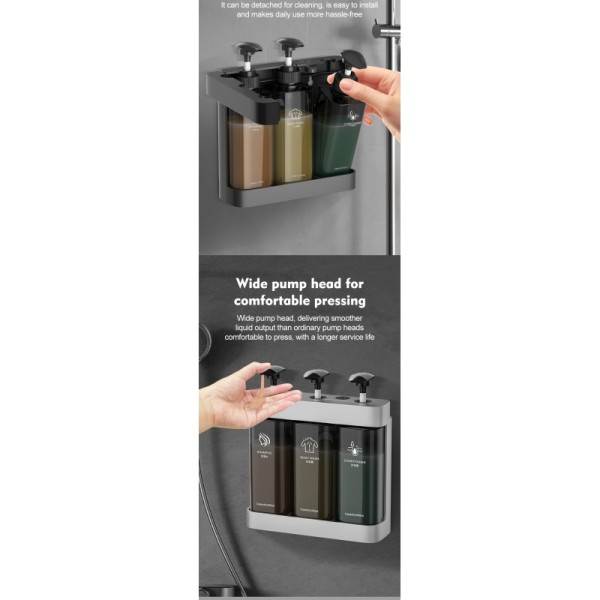 Multi Function Triple Wall Mounted Pump Soap Dispenser Refillable 500ml*3 Capacity