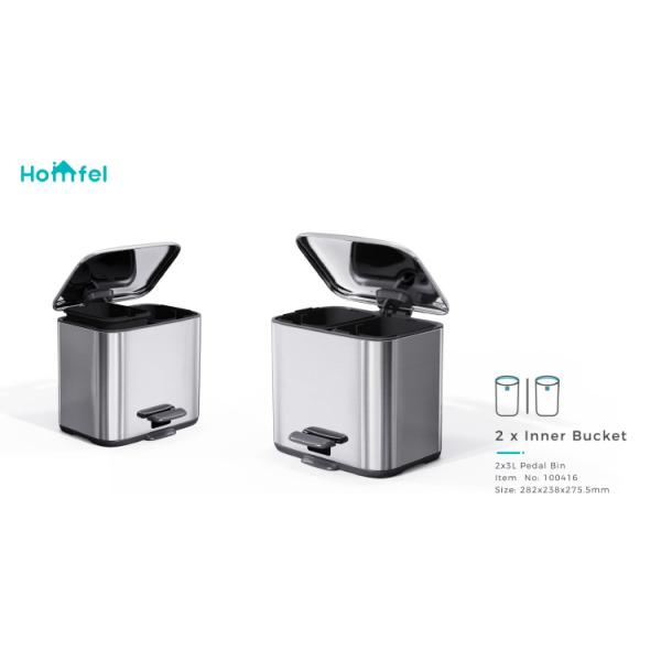 2 Division Stainless Steel Pedal Bin Household Trash Can for Stylish and Sustainable Recycling Solution