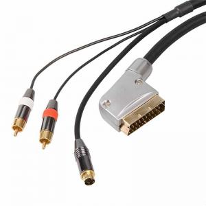 China scart cable plug 21 Pin Socket with S-VHS Jack scart plug to 3rca plug on sale