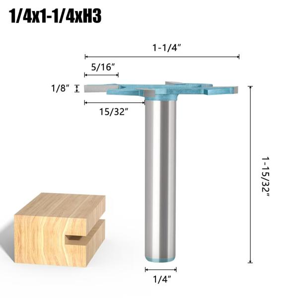 4 Blade Cnc Engraving Bits T Type Slot Bit Milling Cutter 6mm 1/4 Shank Cleaning