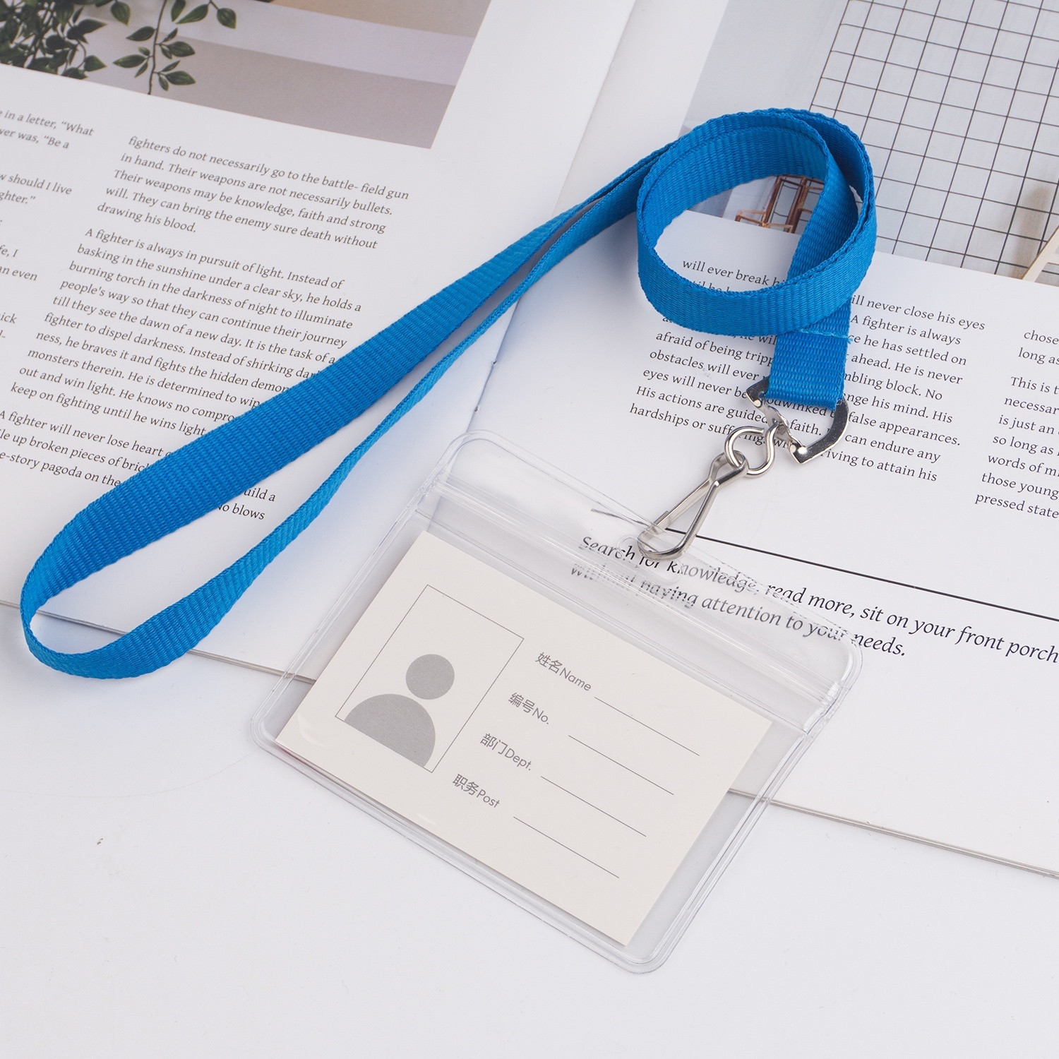Waterproof Crystal Clear Fold Resistant PVC ID Card Holder with Neck Lanyard