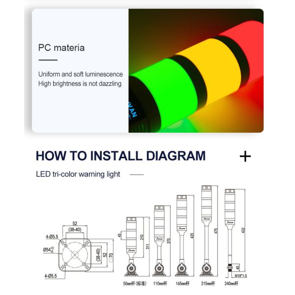 Multilayer Signal Tower Lamp Foldable IP54 Rated Buzzer Machine Equipment Indicator Lights