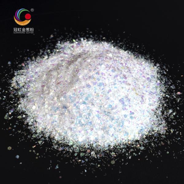 White PET Chunky Loose Cosmetic Glitter Pigment Mixes Irregular Strip For Stage Performance