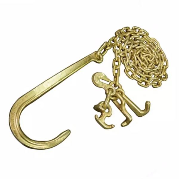 Diameter 8mm Black Yellow Galvanized Transport Chain Towing Chains with Hooks