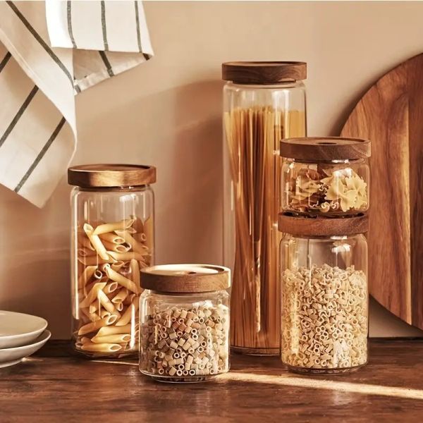 Nordic Design Square Borosilicate Glass Jar With Flip Top Lids Moisture Proof Customized