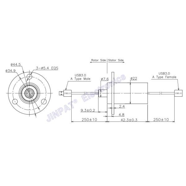 Measurment 2A Current Rotary Slip Ring 100rpm IP54 Gold to Gold